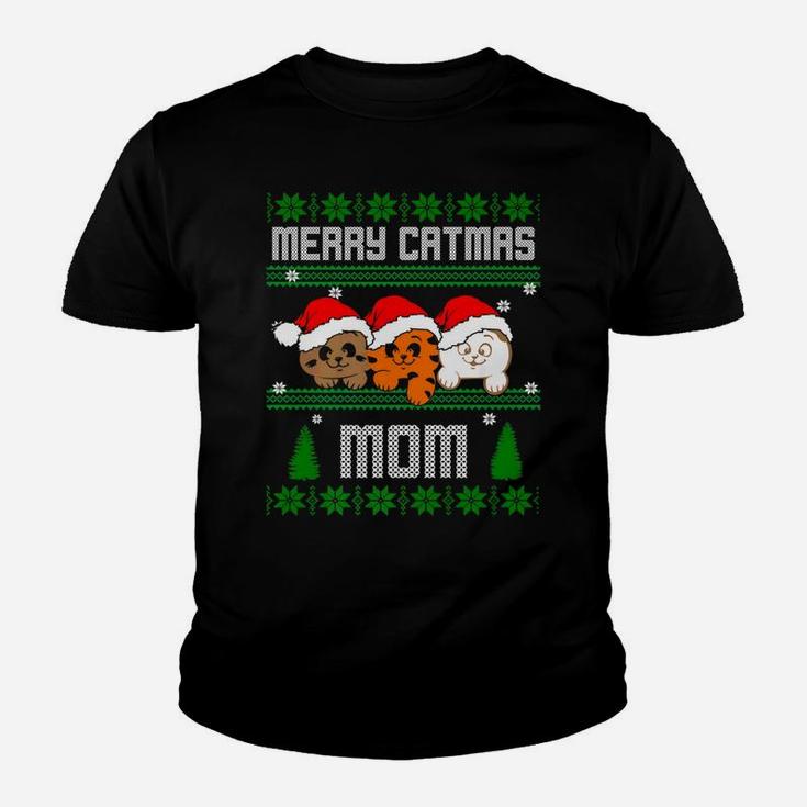 Love Meowy Cat Merry Catmas Christmas Cat Mommy Kid T-Shirt