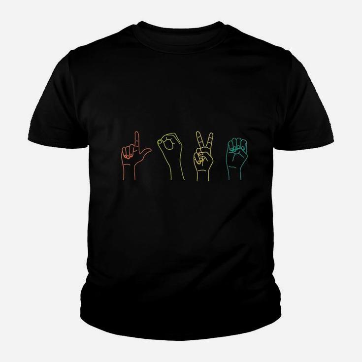 Love Sign Language Alphabet Valentines Day Gift Kid T-Shirt