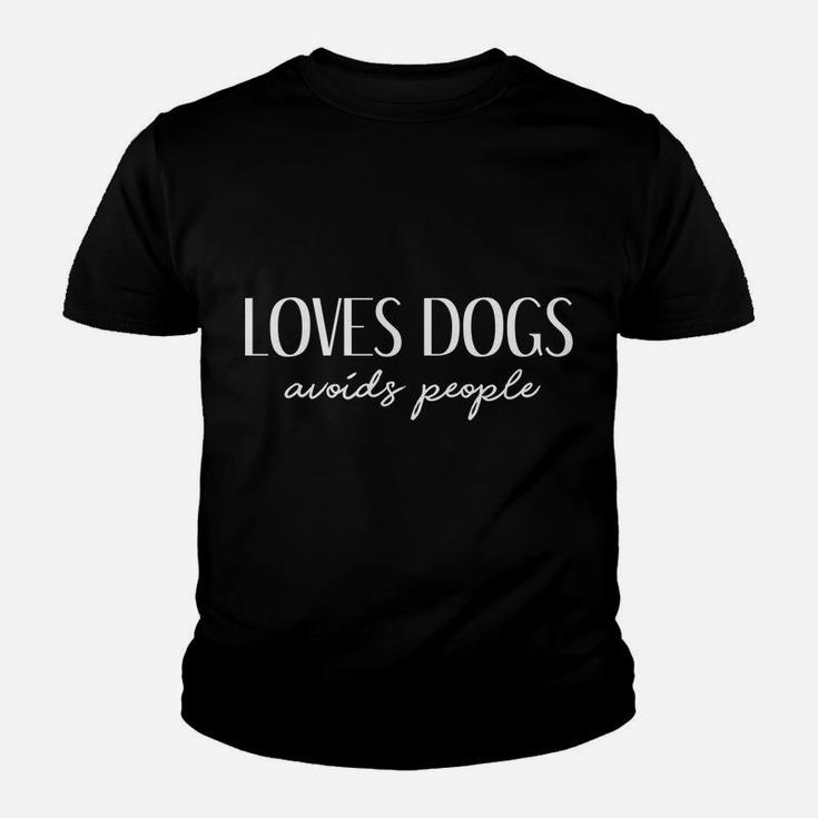 Loves Dogs Avoids People Cute Funny Dog Lovers Kid T-Shirt