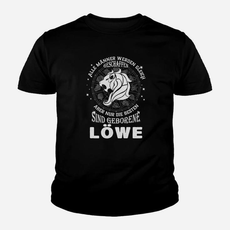 Löwenmotiv Herren Kinder Tshirt Schwarz, Stärke Spruch Tee