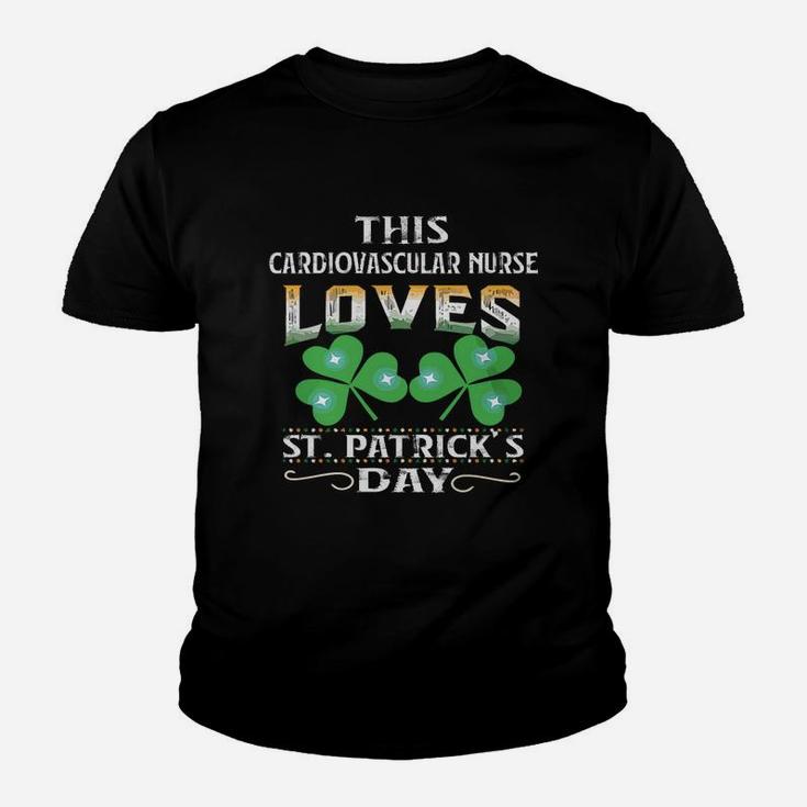 Lucky Shamrock This Cardiovascular Nurse Loves St Patricks Day Funny Job Title Kid T-Shirt