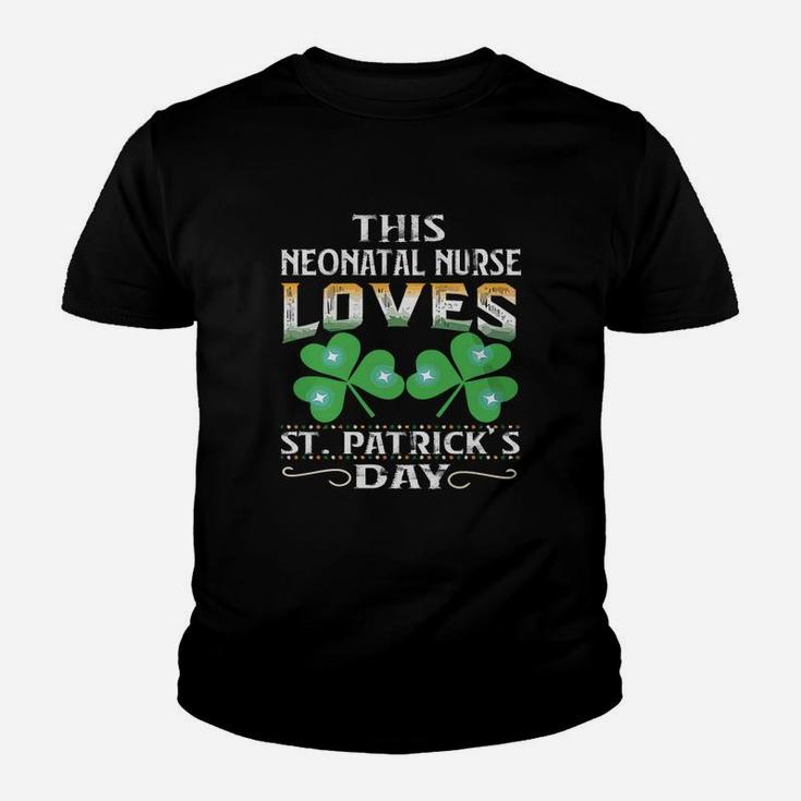 Lucky Shamrock This Neonatal Nurse Loves St Patricks Day Funny Job Title Kid T-Shirt