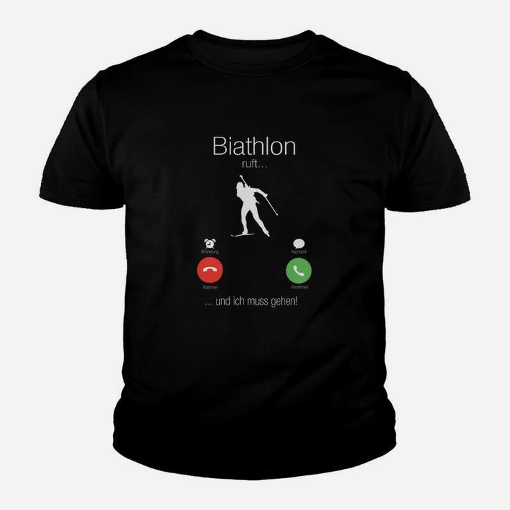 Lustiges Biathlon Kinder Tshirt Auf die Plätze, Los, Muss Gehen!