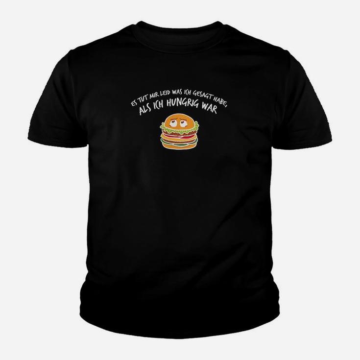 Lustiges Burger Kinder Tshirt Es war nicht ich, es war mein Bauch, Schwarz