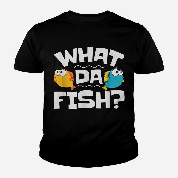 Lustiges Cartoon-Fisch Kinder Tshirt, What Da Fish? Spruch Tee
