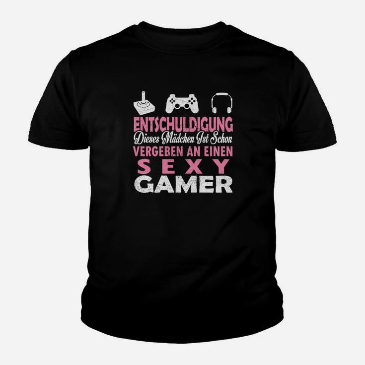 Lustiges Gaming-Kinder Tshirt Sexy Gamer Witwe Vergeben, Schwarz