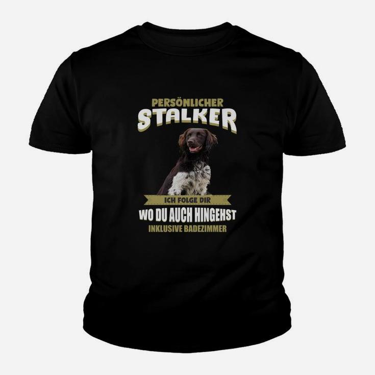 Lustiges Hunde-Stalker Kinder Tshirt, Herrchen Begleiter Tee