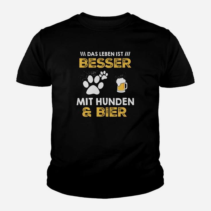 Lustiges Hunde und Bier Kinder Tshirt für Herren, Leben Besser mit Hunden