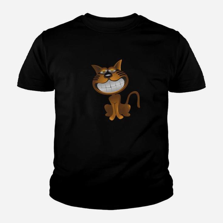 Lustiges Katzen-Gesicht Herren Kinder Tshirt in Schwarz, Tierfreund Mode