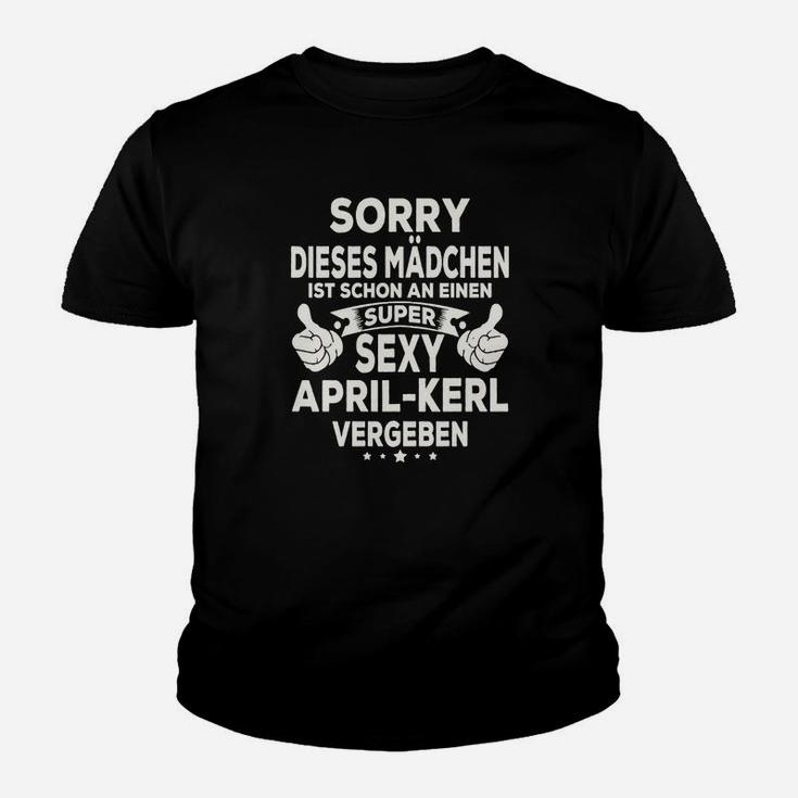 Lustiges Spruch-Kinder Tshirt für Frauen, Vergeben an Sexy April-Mann