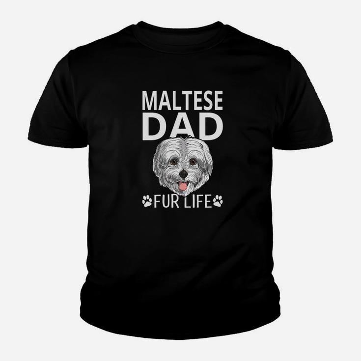 Maltese Dad Fur Life Dog Fathers Day Gift Pun Kid T-Shirt