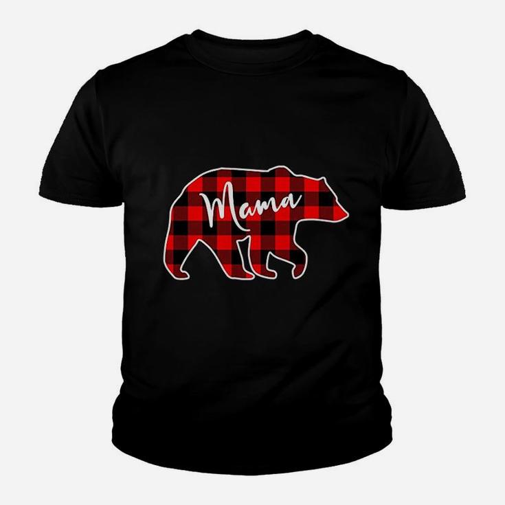 Mama Bear Red Plaid Matching Family Christmas Kid T-Shirt
