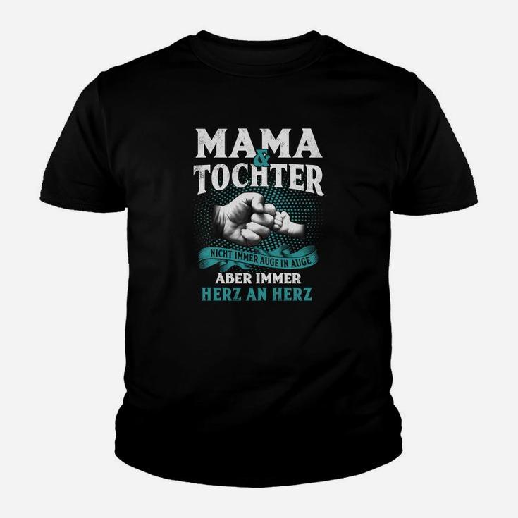 Mama Tochter Herz-an-Herz Schwarzes Kinder Tshirt, Emotionales Design