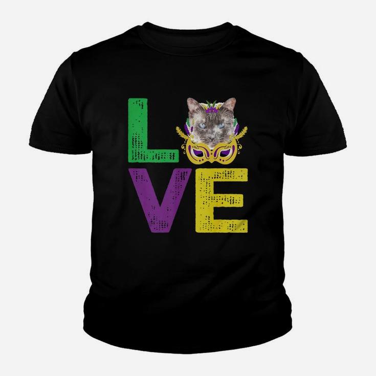 Mardi Gras Fat Tuesday Costume Love Balinese Funny Gift For Cat Lovers Kid T-Shirt