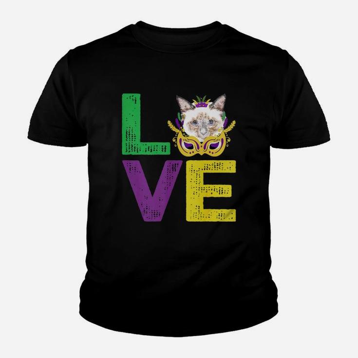 Mardi Gras Fat Tuesday Costume Love Birman Funny Gift For Cat Lovers Kid T-Shirt