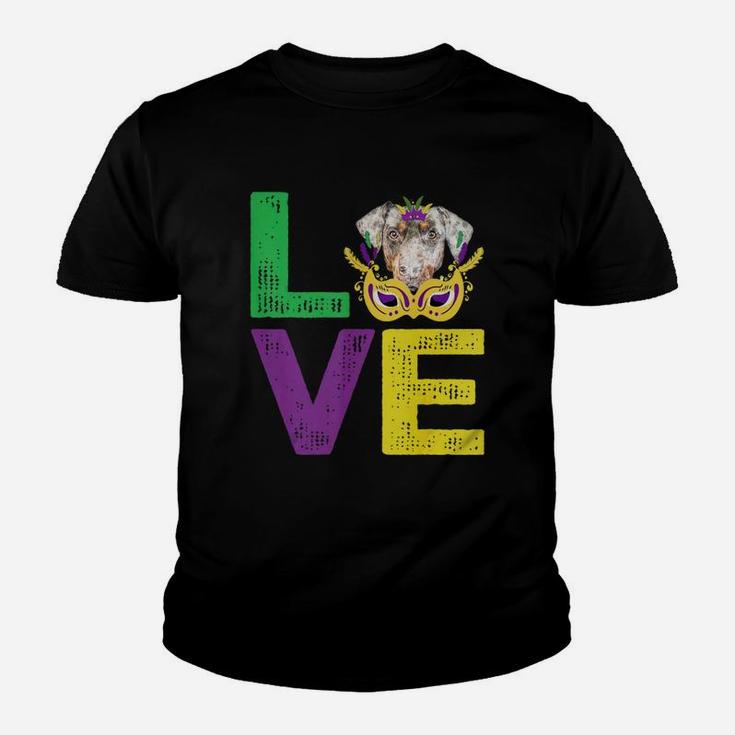 Mardi Gras Fat Tuesday Costume Love Doberman Funny Gift For Dog Lovers Kid T-Shirt