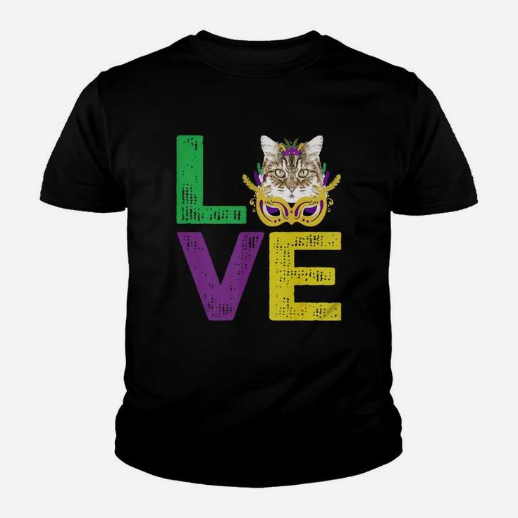 Mardi Gras Fat Tuesday Costume Love Ragamuffin Funny Gift For Cat Lovers Kid T-Shirt