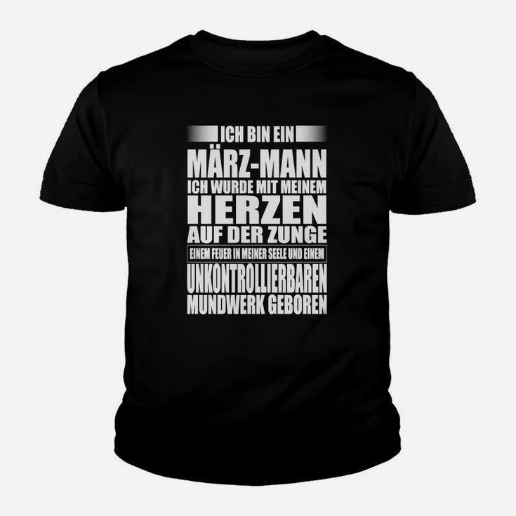 März-Mann Geburtstags-Kinder Tshirt, Lustiges Spruch-Kinder Tshirt für Herren