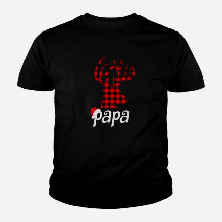 Matching Family Christmas Shirts Plaid Reindeer Papa Kid T-Shirt