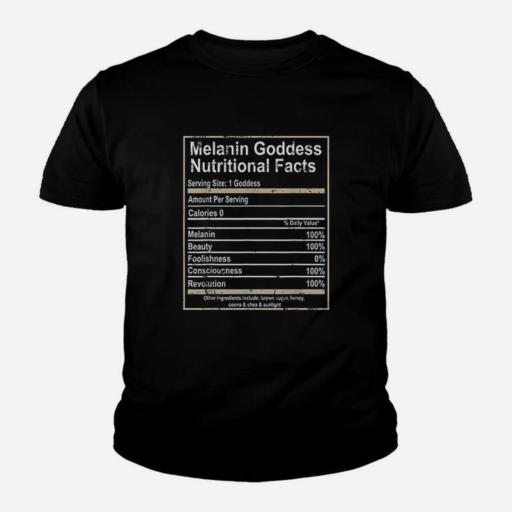 Melanin Goddess Nutritional Facts Black History Kid T-Shirt