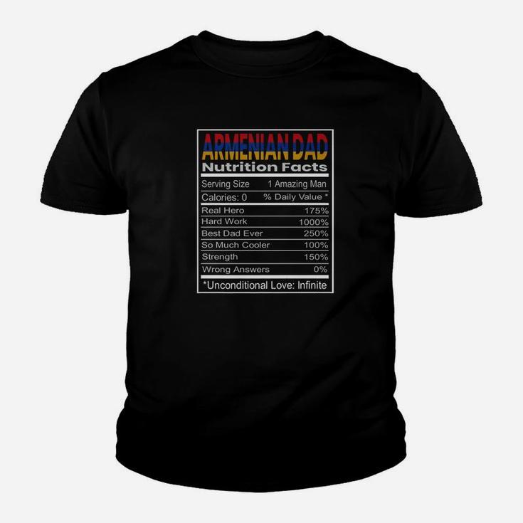 Mens Armenian Dad Nutrition Facts Fathers Day Gift Kid T-Shirt