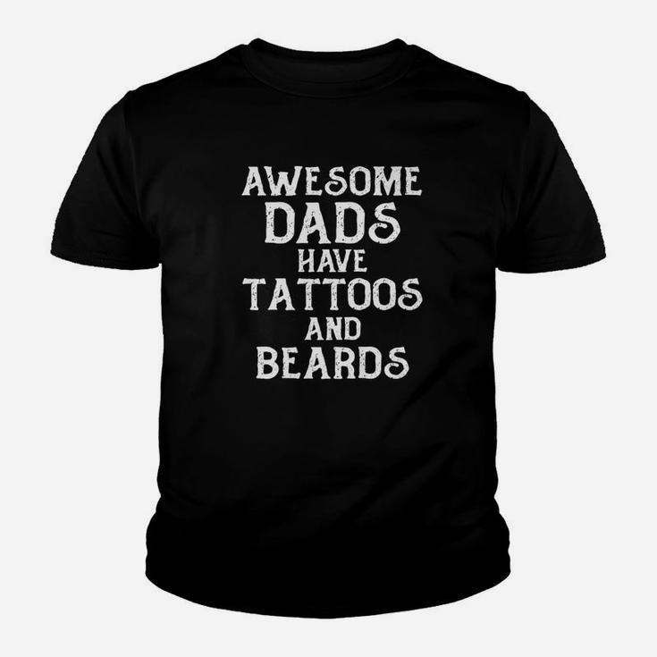 Mens Awesome Dads Have Tattoos And Beards Fathers Day Gift Kid T-Shirt