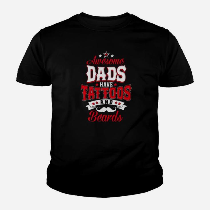 Mens Awesome Dads Have Tattoos And Beards Fathers Day Kid T-Shirt