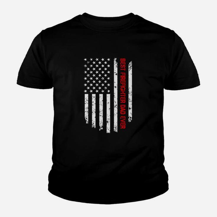 Mens Best Firefighter Dad Ever American Flag Cool Kid T-Shirt