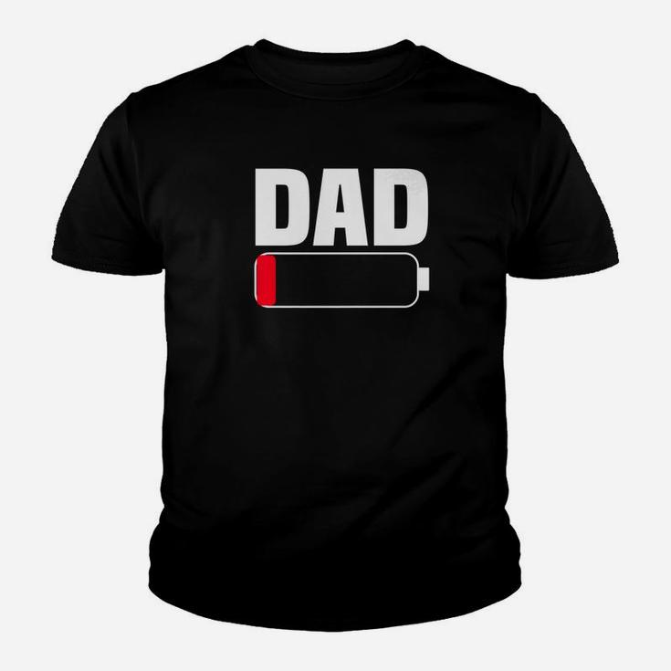 Mens Dad Battery Low Tired Father Parenting Fathers Day Te Kid T-Shirt