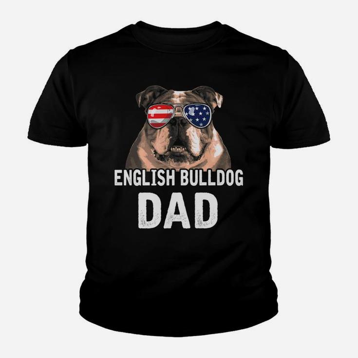 Mens English Bulldog Dad Fathers Day Gifts 4th Of July Kid T-Shirt