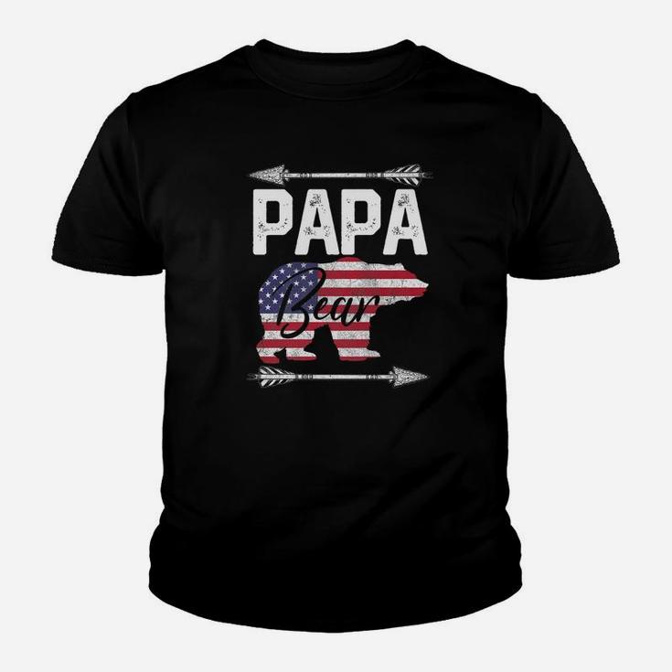 Mens Fathers Day Gift Papa Bear Dad Grandpa Usa Flag July 4th Premium Kid T-Shirt