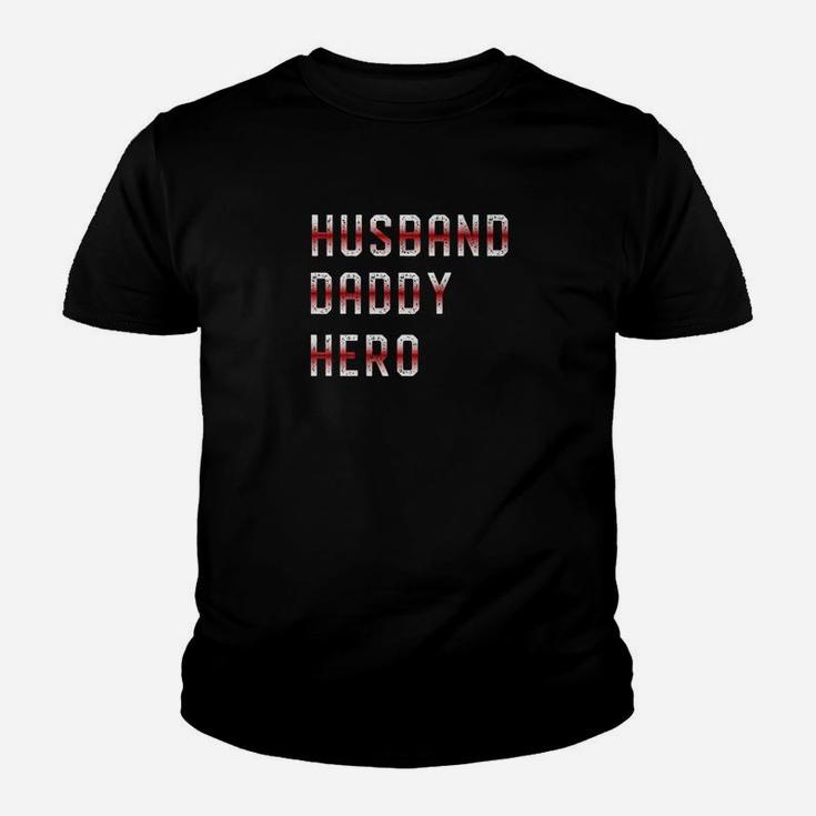 Mens Fireman Husband Daddy Hero Shirt Firefigher Fathers Day Gift Kid T-Shirt