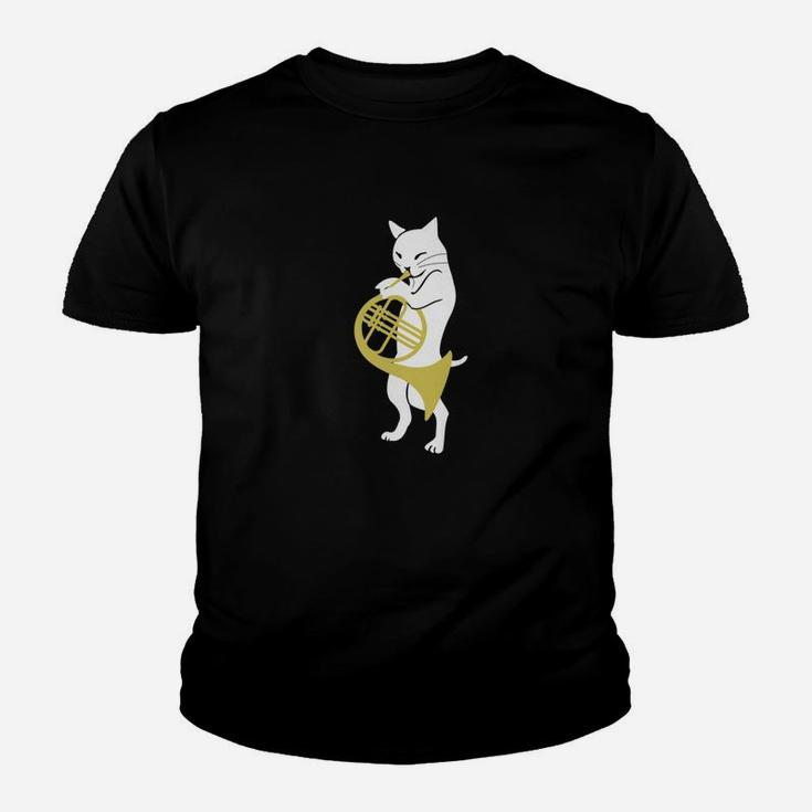 Mens French Horn For Men With Cat French Horn Player Kid T-Shirt