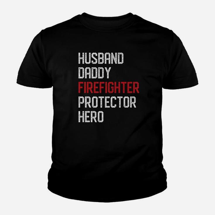 Mens Husband Daddy Firefighter Dad Fireman Hero Fathers Day Gifts Premium Kid T-Shirt