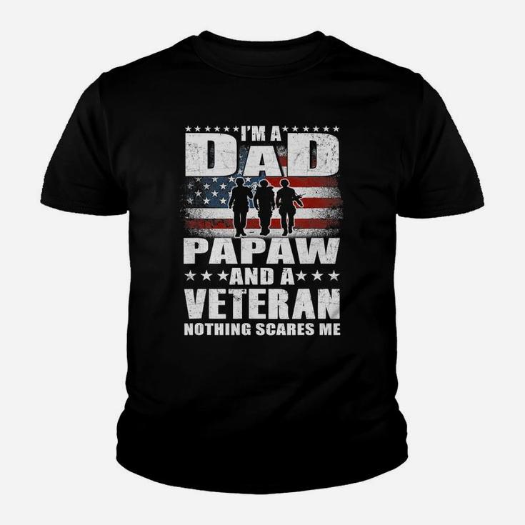 Mens I Am A Dad A Papaw And A Veteran T Shirt Fathers Day Gift Kid T-Shirt