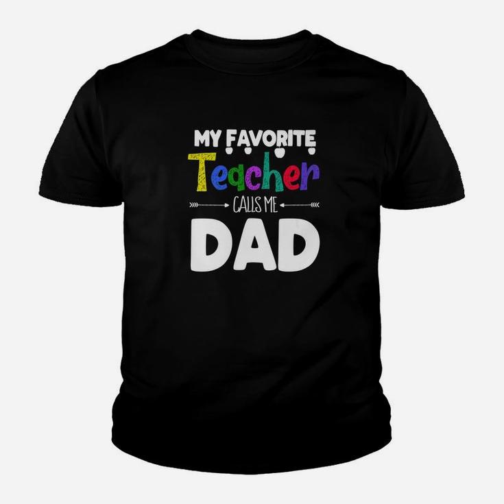 Mens My Favorite Teacher Calls Me Dad Fathers Day Plaid Gift Premium Kid T-Shirt