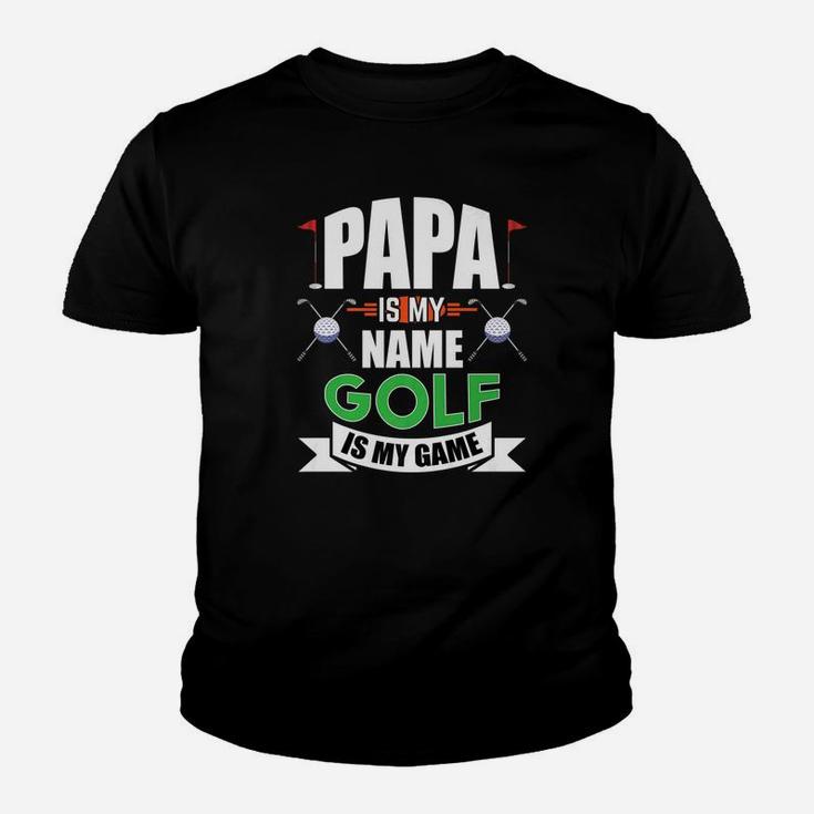Mens Papa Is My Name Golf Is My Game Fathers Day Funny Golf Gift Premium Kid T-Shirt