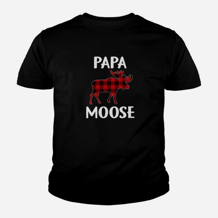 Mens Papa Moose Matching Family Christmas Shirt Plaid Pajama Kid T-Shirt