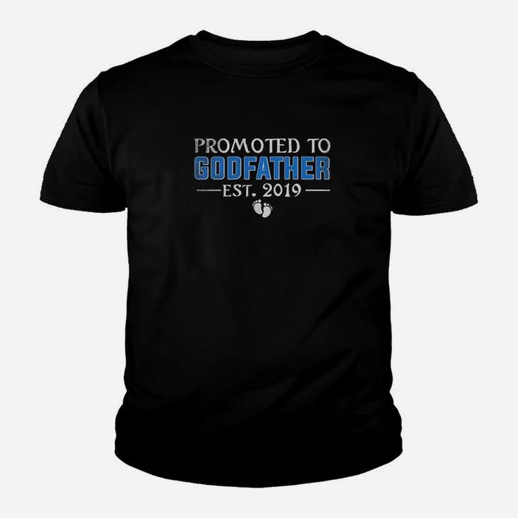 Mens Promoted To Godfather Est 2019 Fathers Day Gifts Kid T-Shirt