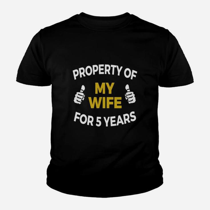 Mens Property Of My Wife For 5 Years T Shirt 5th Anniversary Gift Youth T-shirt