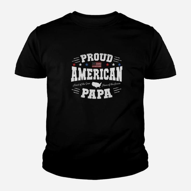 Mens Proud American Papa Flag Usa 4th Of July Patriotic Dad Papaw Premium Kid T-Shirt