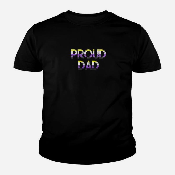 Mens Proud Dad Nonbinary Pride Flag Lgbt Fathers Day Shirt Kid T-Shirt