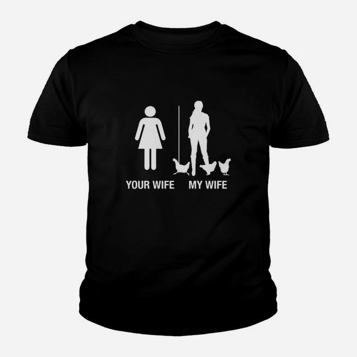 Mens Your Wife My Wife Chicken Lady Shirt Farmer Husband Gift Lightweight Classic Fit Doubleneedle Sleeve And Bottom Hem Kid T-Shirt
