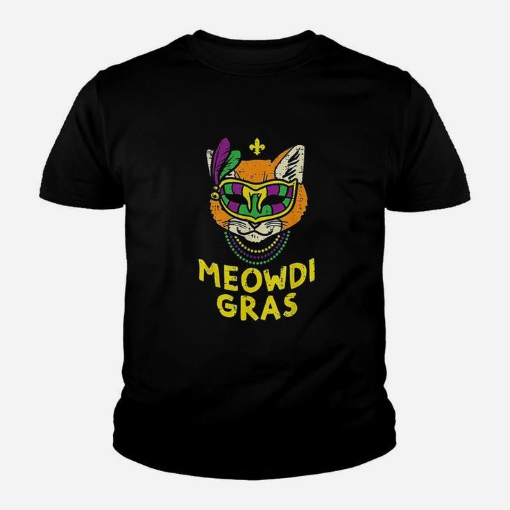 Meowdi Gras Cat Mardi Gras Kid T-Shirt
