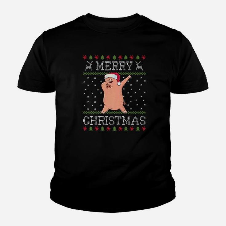 Merry Christmas Dabbing Pig Dab Girls Women Kid T-Shirt