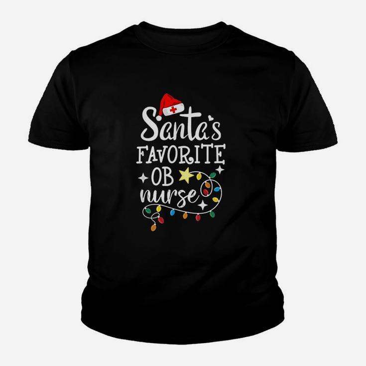 Merry Christmas Nurse Crew Rn Santas Favorite Ob Nurse Kid T-Shirt