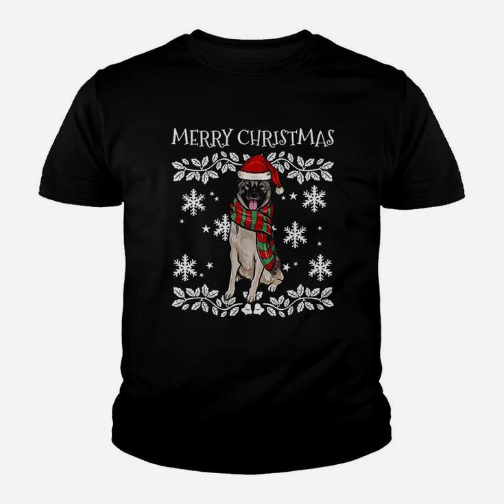Merry Christmas Ornament Norwegian Elkhound Xmas Santa Kid T-Shirt