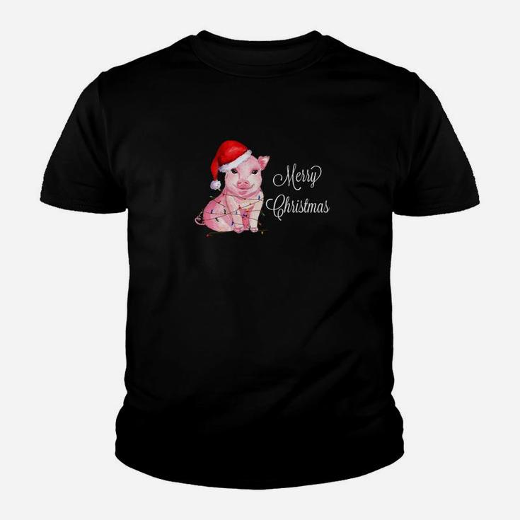 Merry Christmas Pig Lovers Farmer Funny Kid T-Shirt