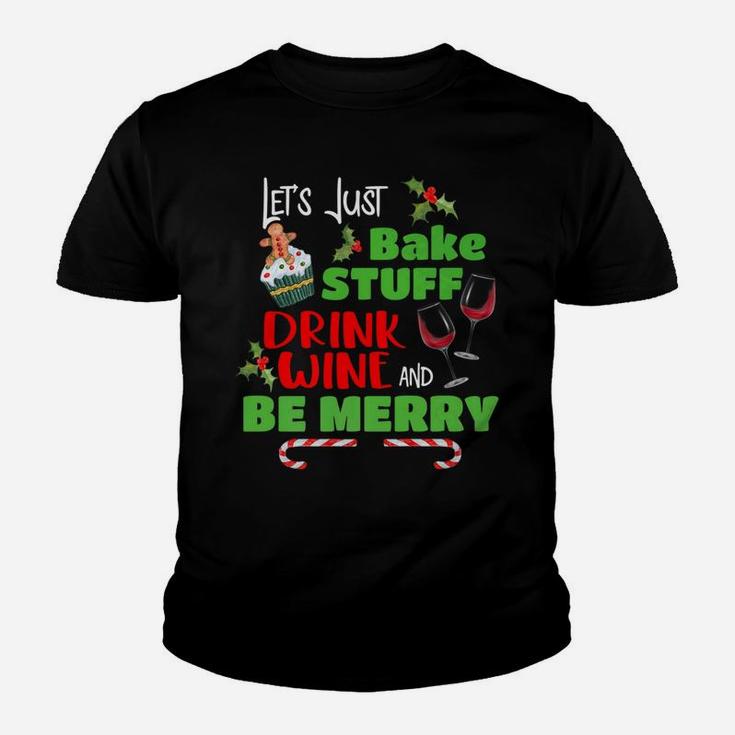 Merry Christmas Wine Baking Holiday Pajamas Kid T-Shirt