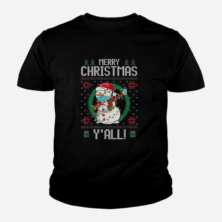 Merry Christmas Yall Snowman Dabbing Ugly Kid T-Shirt